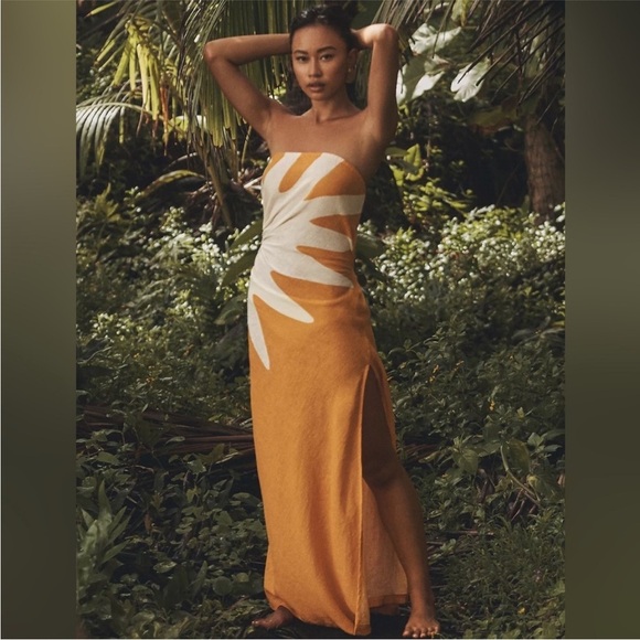 NWT! Celandine Strapless Cutout Linen Blend Dress - Multiple Sizes 🧡💎 - Picture 1 of 9